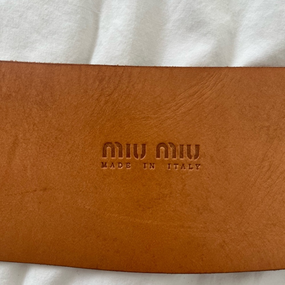 Miu Miu Tan Suede Double Buckle Belt